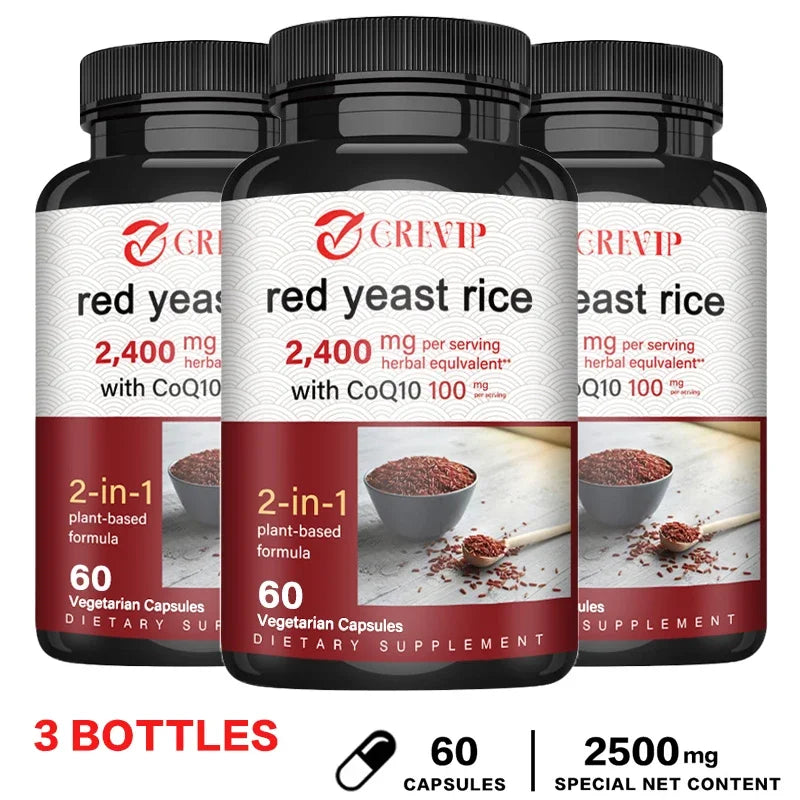 Red Yeast Rice Capsules - Benefits Cardiovascular Blood Circulation, Heart Health and Energy ProductionSupplements
