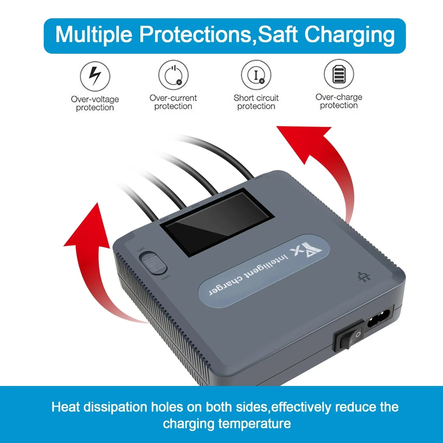 6-in-1 Digital Display Battery Charger for DJI Mavic Air 2/2S Drone Battery Charging Hub, Fast Smart Battery Charger with USB