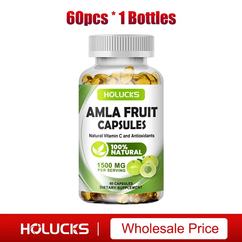 HOLUCKS Amla Capsules, with Organic Amla, Immune & Cellular Energy Support, Rejuvenation, Antioxidant, for Detox & Digestion