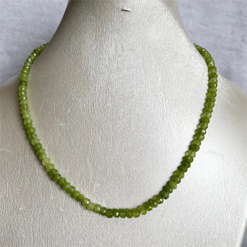 4*6MM Faceted Peridot Necklace Power Olivine Natural Stone Jewelry Dance Health Care Gemstone Protection Healing Yoga Customize