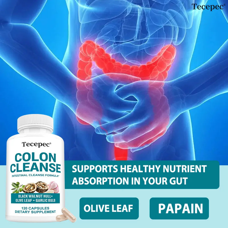 Colon Cleansing Capsules - Digestive & Gut Health Support,  Flatulence, Constipation & Bloating Relief - with Psyllium Husk