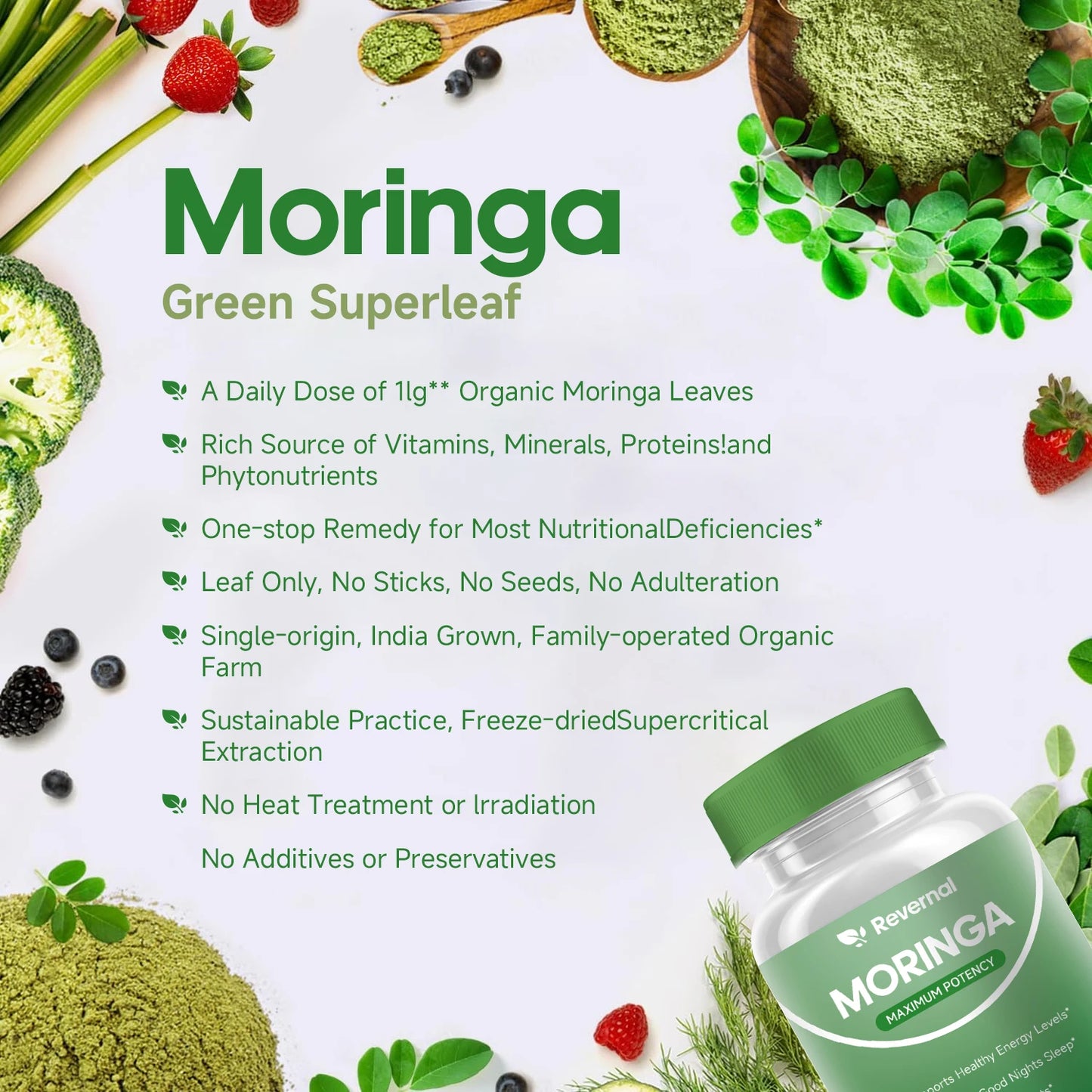 Quit Mood Moringa Powder Capsules 800mg Nutrient Rich Antioxidant