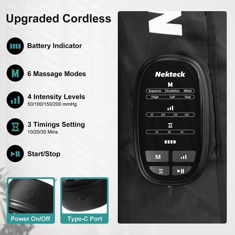 Nekteck Cordless Air Pressure Leg Massager Boots Calf Kneading