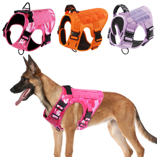 Camouflage Dog Harness Tactical Adjustable Leash For Large German Shepherds