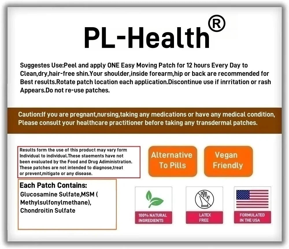 30 Patches Glucosamine Chondroitin Transdermal Patches& for Men & Women for Joint Health & Relief