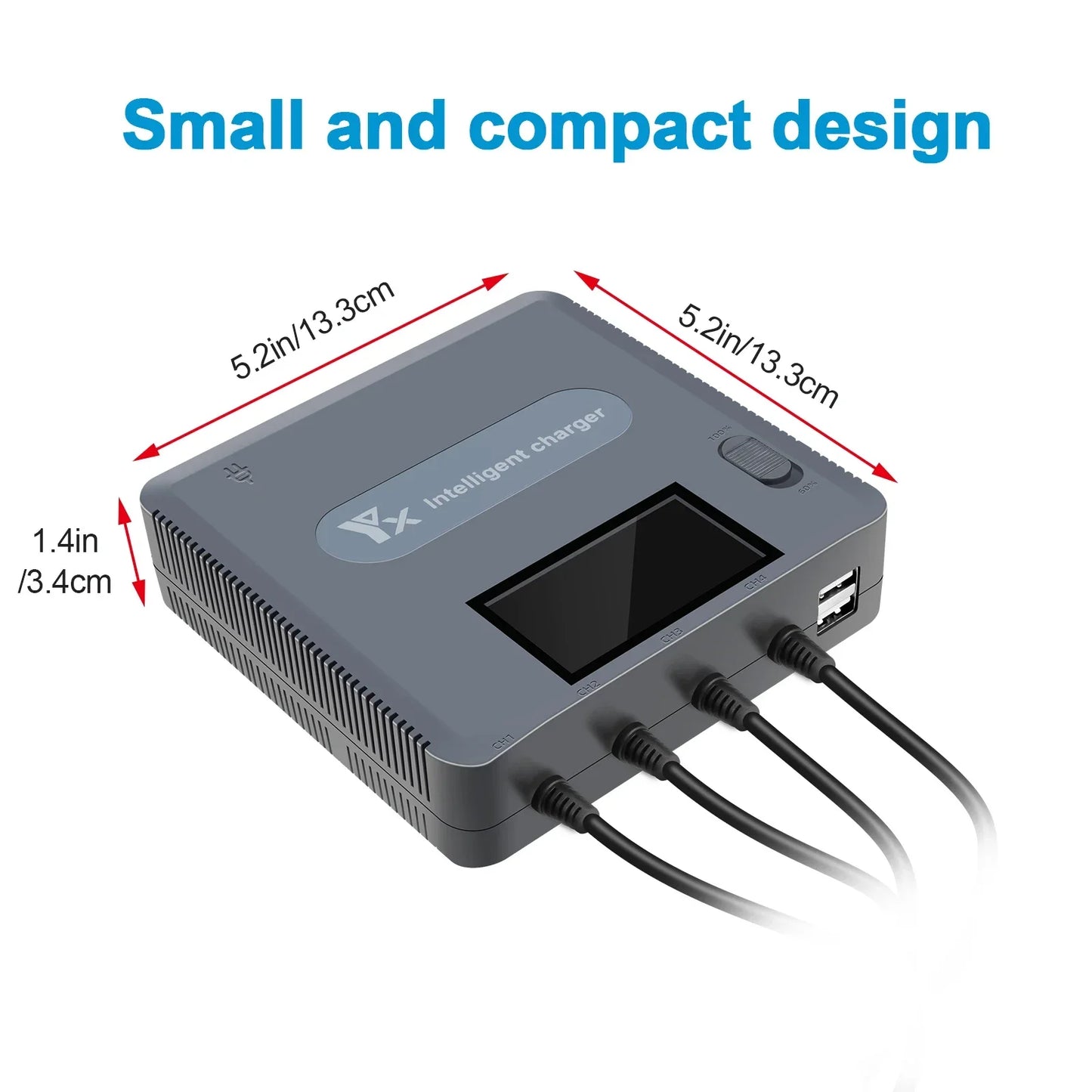 6-in-1 Digital Display Battery Charger for DJI Mavic Air 2/2S Drone Battery Charging Hub, Fast Smart Battery Charger with USB