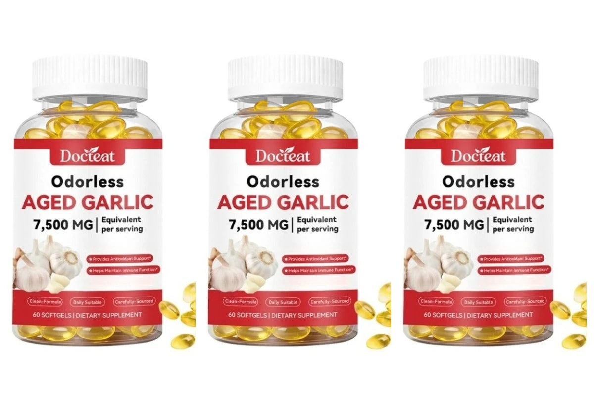 Odorless Aged Garlic Extract 7500mg 60 Softgels, Ajo Envejecido Supplement, Antioxidant & Immune Support, Daily Garlic Softgels