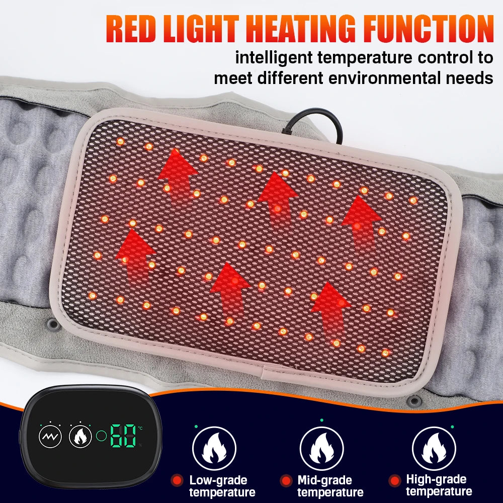 PASTSKY Rechargeable Heating Waist Back Massage Belt With LED Light