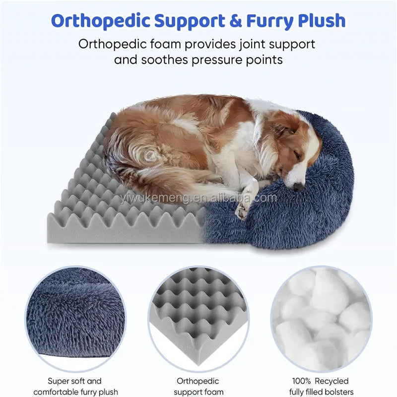 Orthopedic Dog Bed For Large Dogs With Egg Crate Foam And Washable Plush Cover