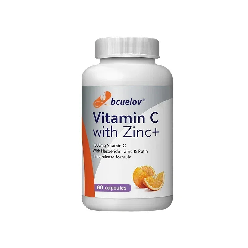 Organic Vitamin C + Zinc Capsules, High Absorption Immune Support, Antioxidant, Collagen Health Supplement - 30/60/120 Counts