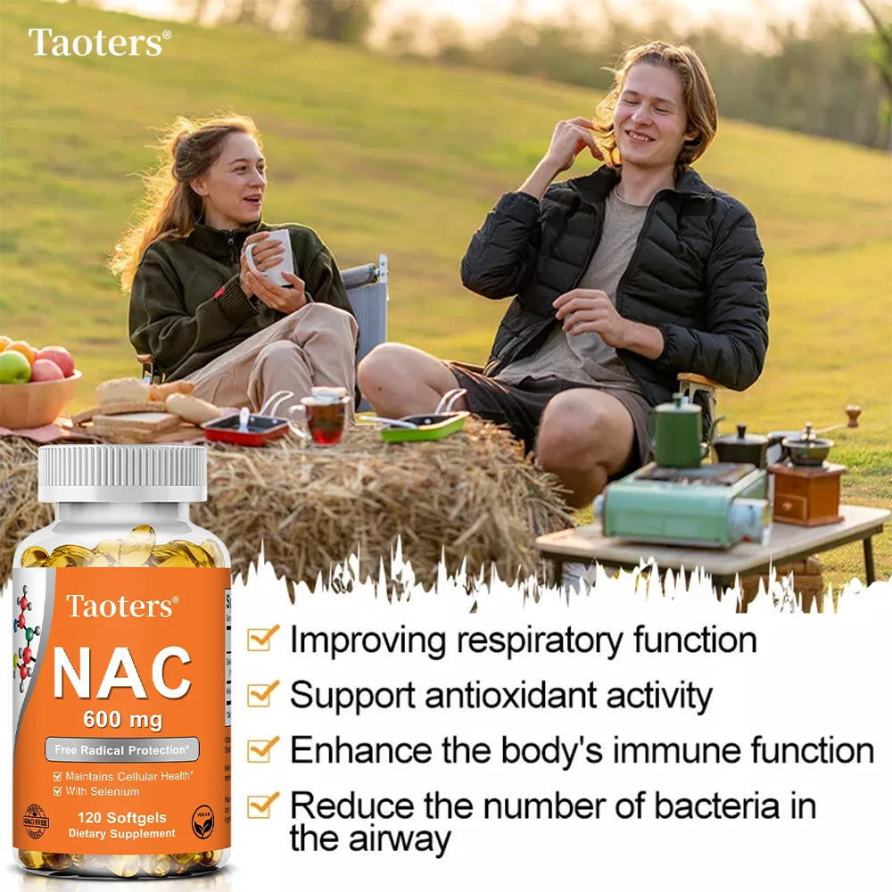 NAC N-Acetyl Cysteine Capsules Immune, Respiratory Health Antioxidant Supplements Non-GMO, Gluten-Free