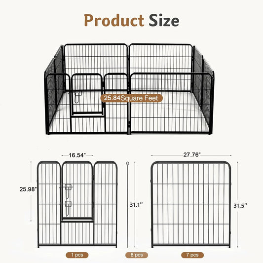 JHK Metal Dog Playpen Fence for Indoor Outdoor Use