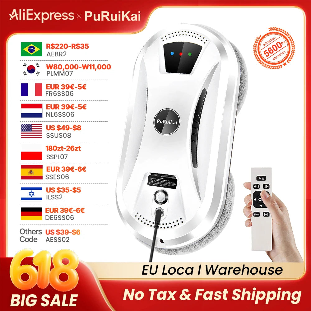 PuRuikai PRK N361 Ultra Thin Window Cleaning Robot Vacuum