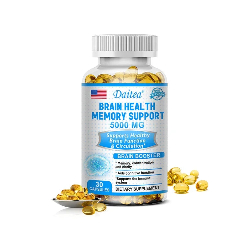 Brain Health Nootropic Capsules 5000mg, Boost Memory Focus & Clarity, Cognitive Function & Blood Circulation, Mental Performance