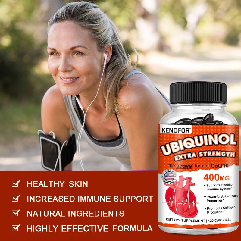 Coenzyme Q10 Supplement Capsules 400mg, Ultra High Absorption CoQ10, Antioxidant Support for Brain, Heart, & Energy Health