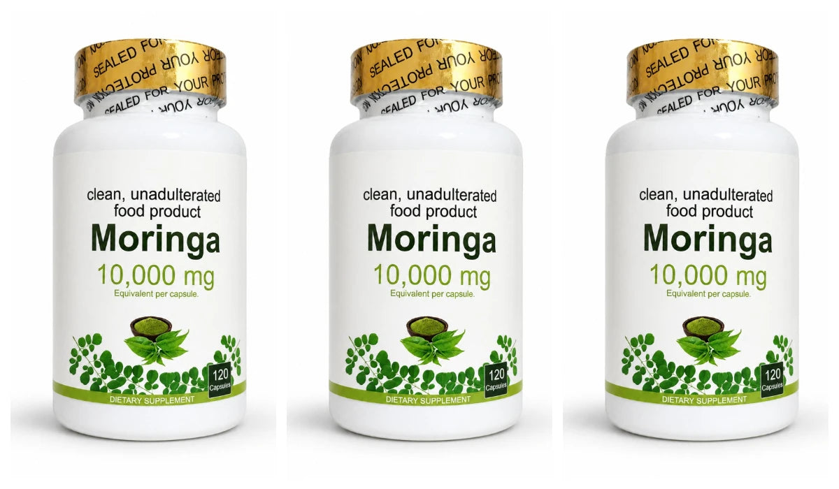 Moringa Capsules120 Count High Potency Moringa Leaf Extract Supplement Supports Energy Vitality Antioxidant & Immune Health