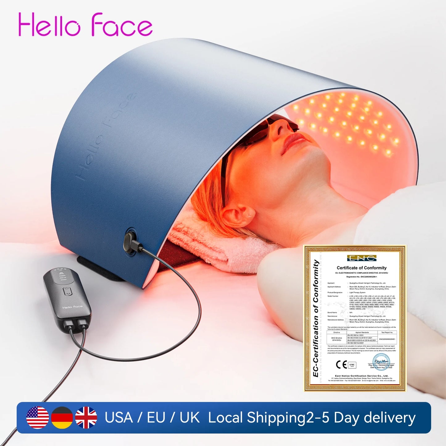 Hello Face L6 LED Light Mask 630nm NIR Therapy Device