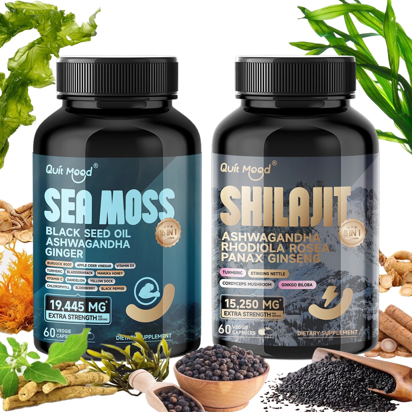 Quit Mood Shilajit Panax Ginseng Ashwagandha Rhodiola Turmeric Capsule