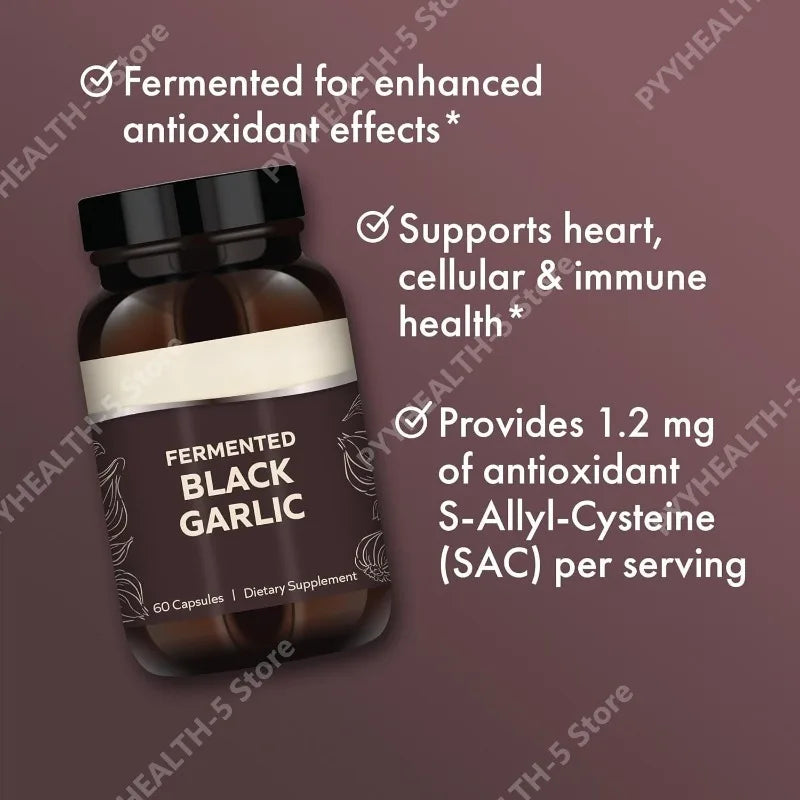 Fermented Black Garlic - Antioxidant Supplement - for Immune, Cellular & Heart Health Support - Includes S-Allyl-Cysteine