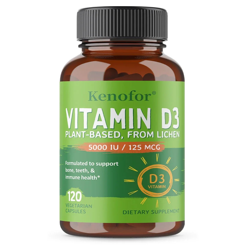 High-concentration Capsules with 5000 IU of Vitamin D3 To Boost Immunity, Bone and Heart Health, Strengthen Bones, Non-GMO