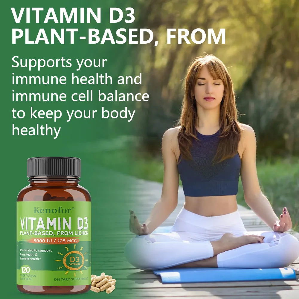 High-concentration Capsules with 5000 IU of Vitamin D3 To Boost Immunity, Bone and Heart Health, Strengthen Bones, Non-GMO