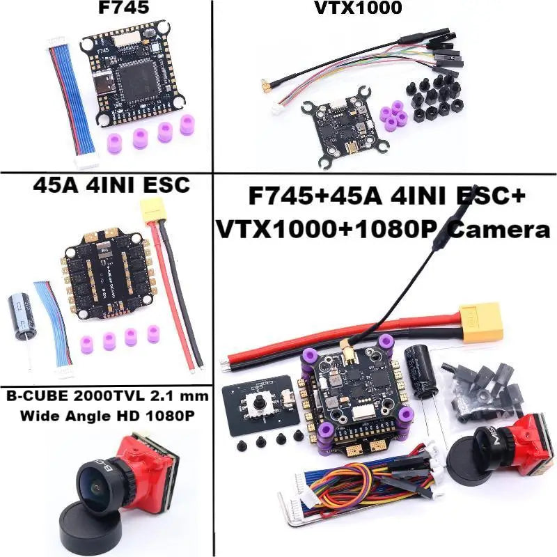 Happy F745 V2 Flight Control 45A/60A 4INI ESC VTX1000 Video 1080P Camera INAV Betaflight Flight Controller RC Drone FPV Racing