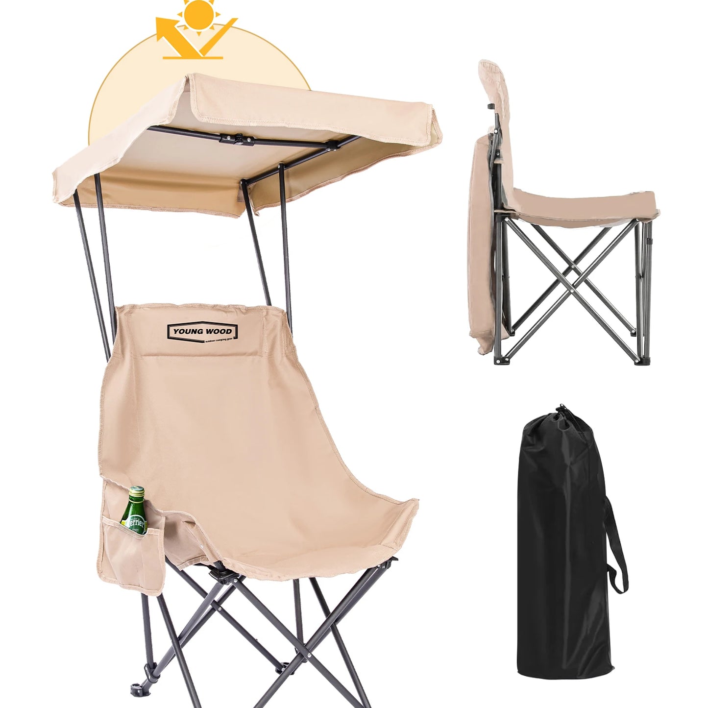 GERC Foldable Lightweight Oversized Camping Chair With Shade Canopy