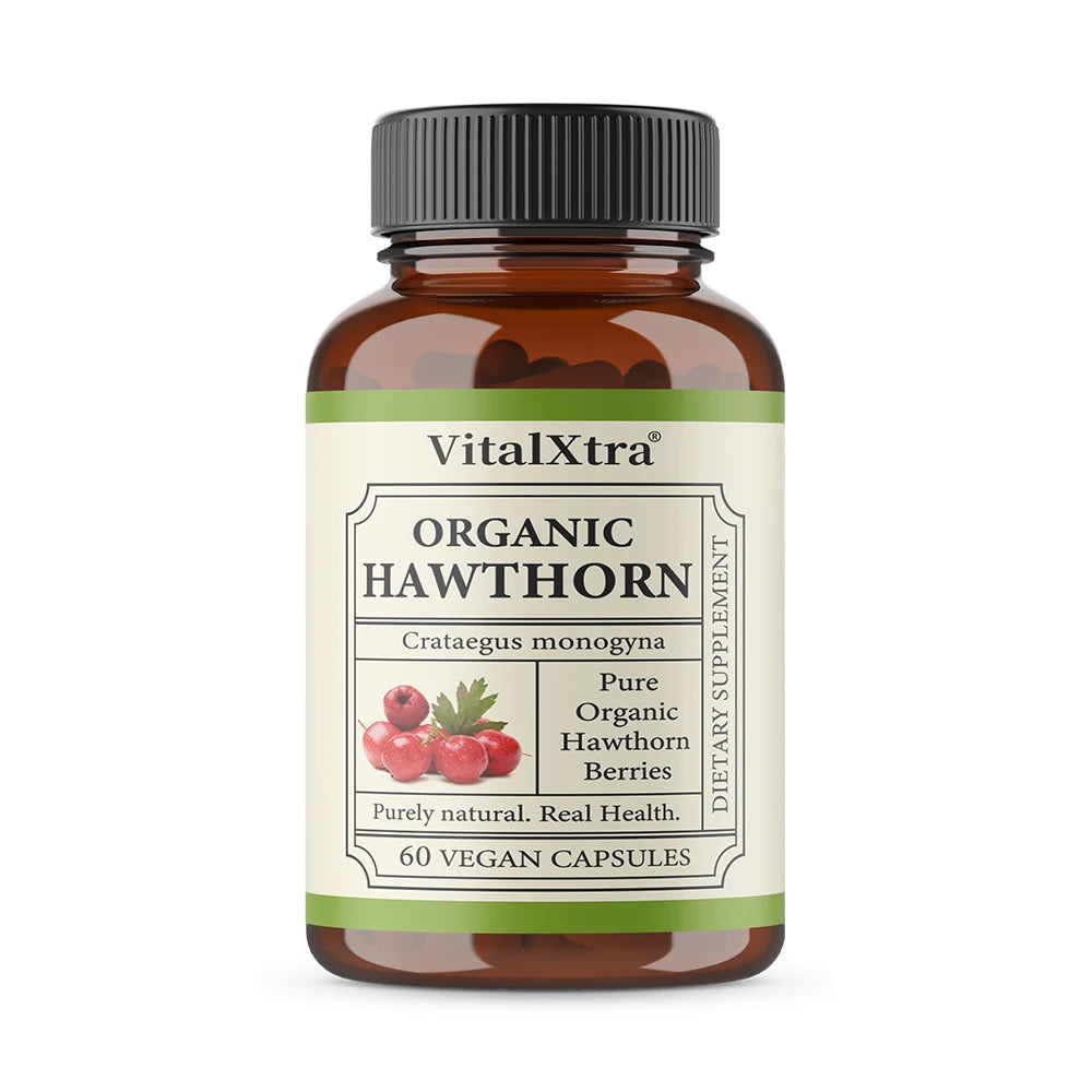 Organic Hawthorn Berry Capsules - Heart Health - Extra Strength 980mg Per Serving, Vegan, Non-GMO