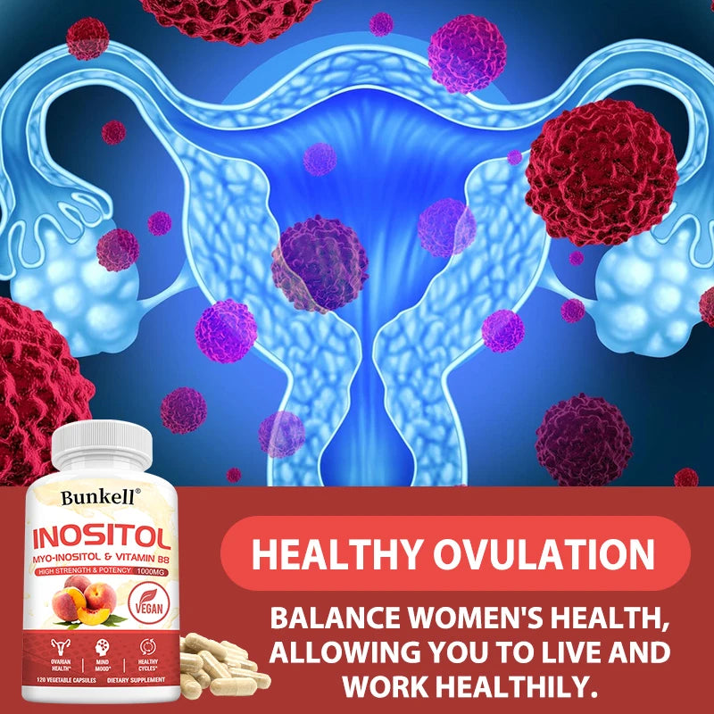 Inositol 1000mg Capsules - Fat Metabolism, Liver Health, Ovarian, Immune System Support, Skin Balance & Hair Growth Supplement