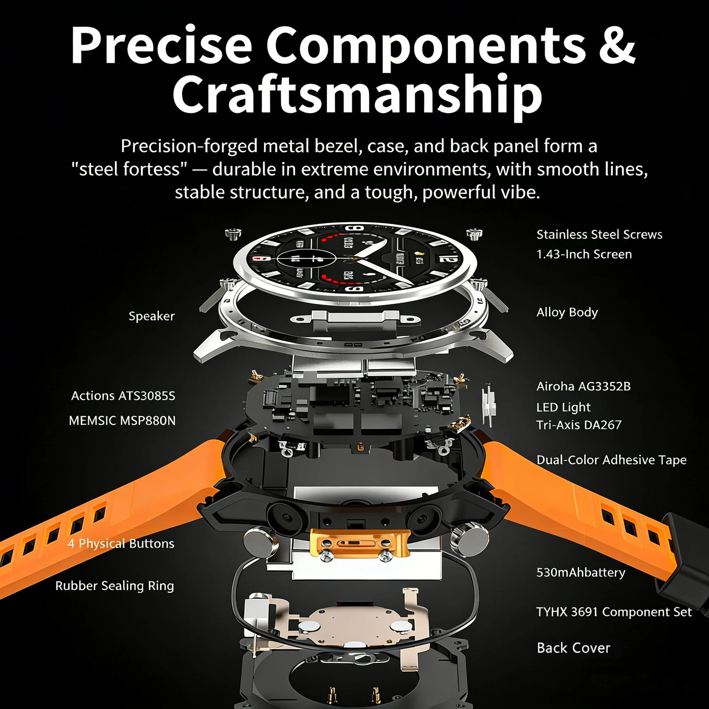 GPS Smart Watch for Outdoor HD300Pro Sports Watch Offline Map 5.4Bluetooth Call Waterproof Health Travel Diving Smartwatch