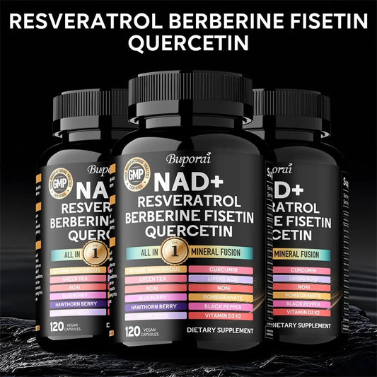 NAD+ Resveratrol Berberine - Contains Liposomal NAD+, Trans-resveratrol, Supports Healthy Aging, Cellular Health & Endurance