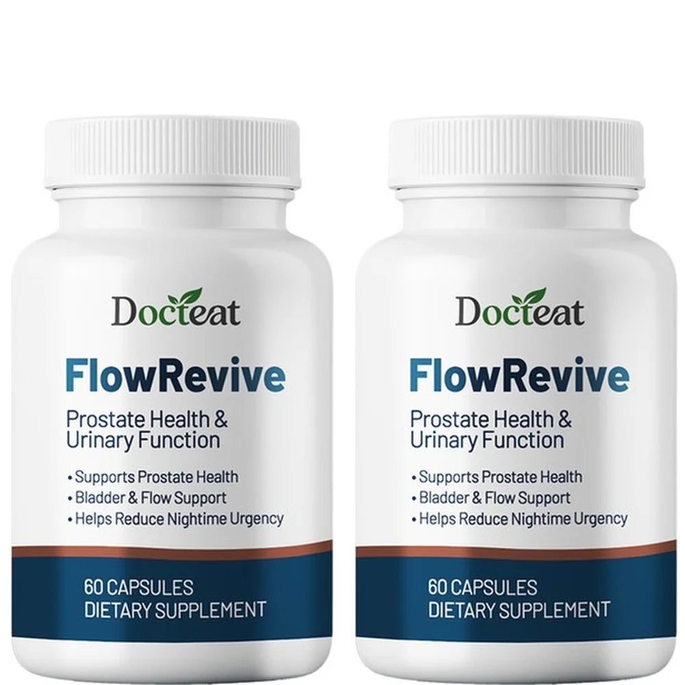 Docteat FlowRevive Prostate Health & Urinary Function Capsules Supports Prostate and Bladder Flow with Quercetin 60 Capsules