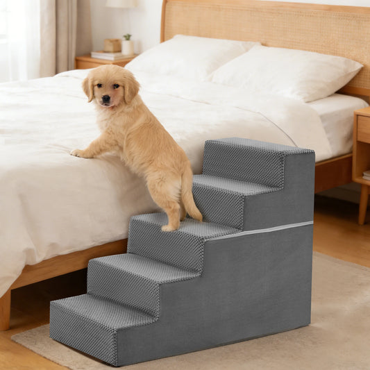 3 To 5 Step Right Angled Foam Dog Stairs Ramp For Small Dogs