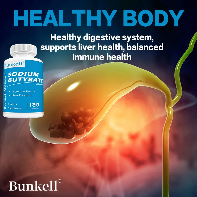 Sodium Butyrate Capsules - Postbiotic for Gut Health, Digestive Support, Bloat, Gas & Constipation Relief, Gut Wellness