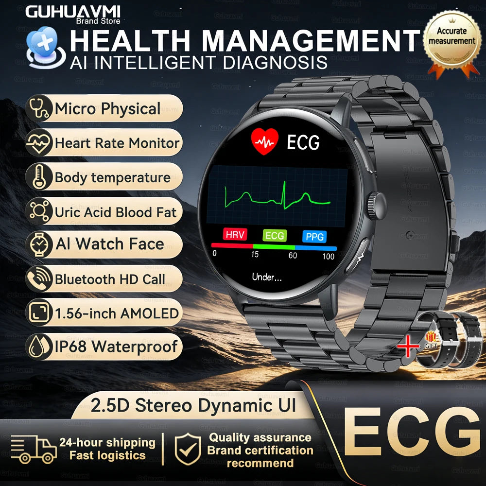 2026 New Body Analysis Health Smart Watch Blood oxygen Pressure Body Fat ECG+PPG Call AI Voice Assistant Smart Watch Men Women