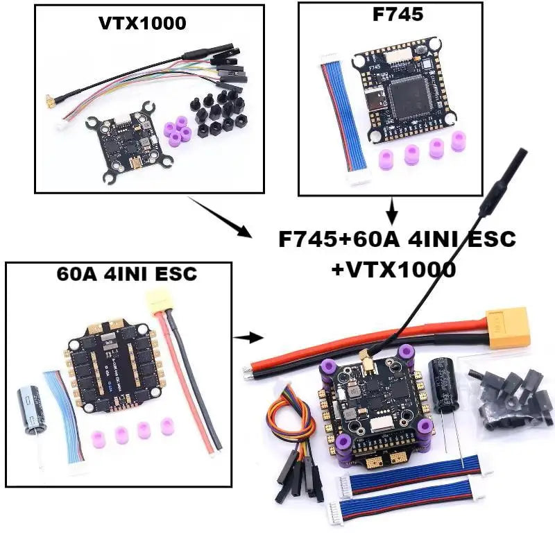 Happy F745 V2 Flight Control 45A/60A 4INI ESC VTX1000 Video 1080P Camera INAV Betaflight Flight Controller RC Drone FPV Racing