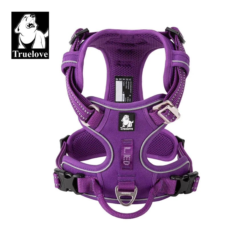 TRUELOVE Reflective Nylon Dog Harness No Pull Adjustable All Breeds