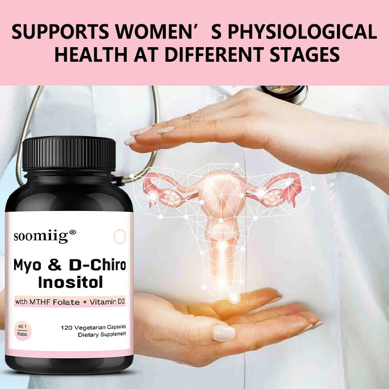 Myo-Inositol + D-Chiro-Inositol Organic Spearmint Capsules, Women's Health Support, Help Maintain Mood Balance, Immune System