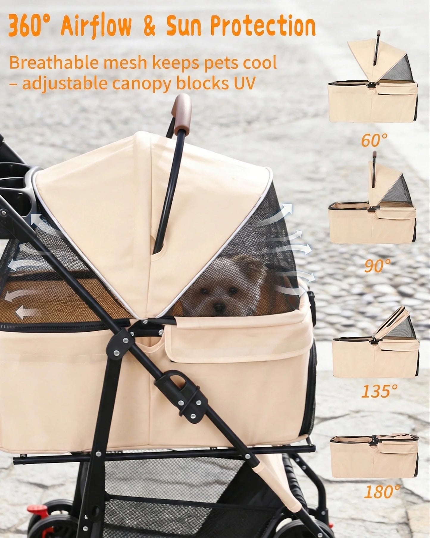 Cabusatly 2in1 Pet Stroller For Small Dogs And Cats