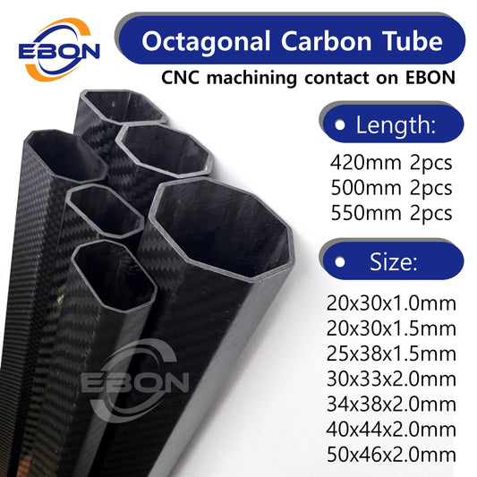 Lot/2pcs Carbon Fiber Octagonal Tube 3K High Strength Composite 30x20mm 25x38mm 40x44mm Carbon Frame For Drone UAV Arm RC Parts