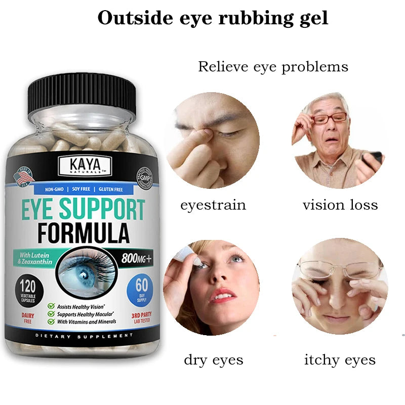 Eye Support Capsules, Lutein, Bilberry - Improve Vision Health, Macula, Healthy Macula, Blue Light & Eye Fatigue Relief