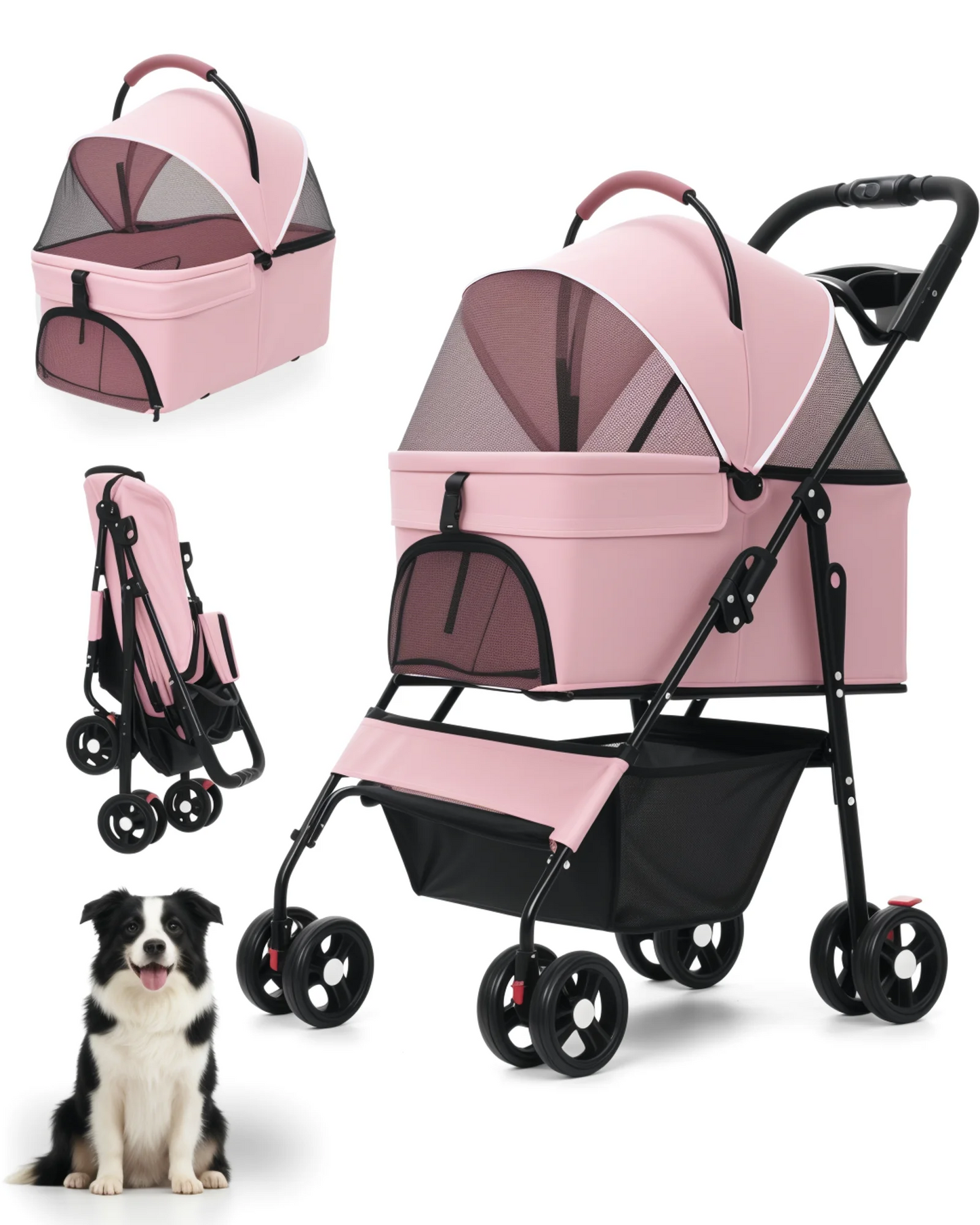 Cabusatly 2in1 Pet Stroller For Small Dogs And Cats