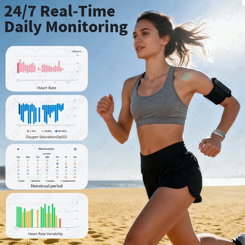 LIGE New ECG+PPG Health Smart Bracelet Uric Acid Blood Lipid Blood Oxygen Pressure Body Temperature Men Women Sports Smartwatch