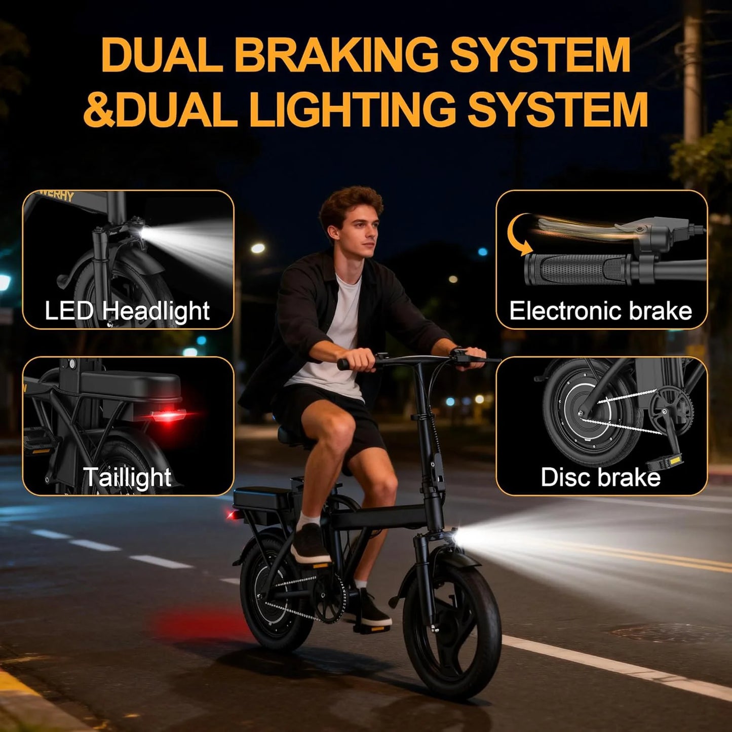 Ladped Foldable Electric Bike 500W 48V Two Seat 22 MPH E Bike
