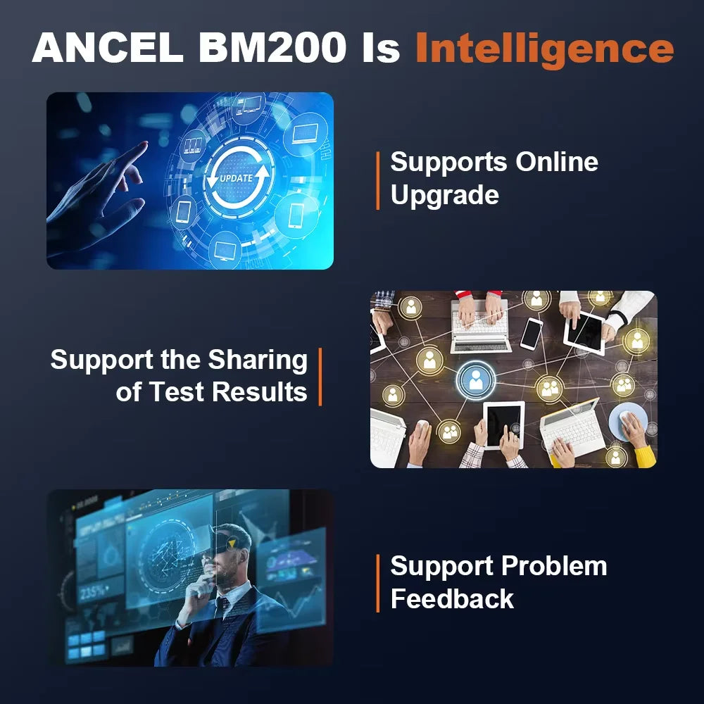 ANCEL BM200 12V Car Motorcycle Battery Tester Monitor Wireless Bluetooth SOH SOC LED Display Health Analyzer Android iOS Tools
