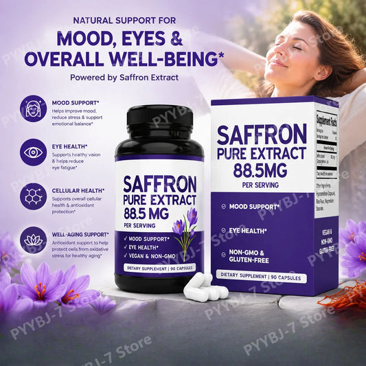 Saffron Extract Capsules 90 Count for Mood Energy and Eye Health Support Vegan Non GMO Gluten Free Dietary Supplement