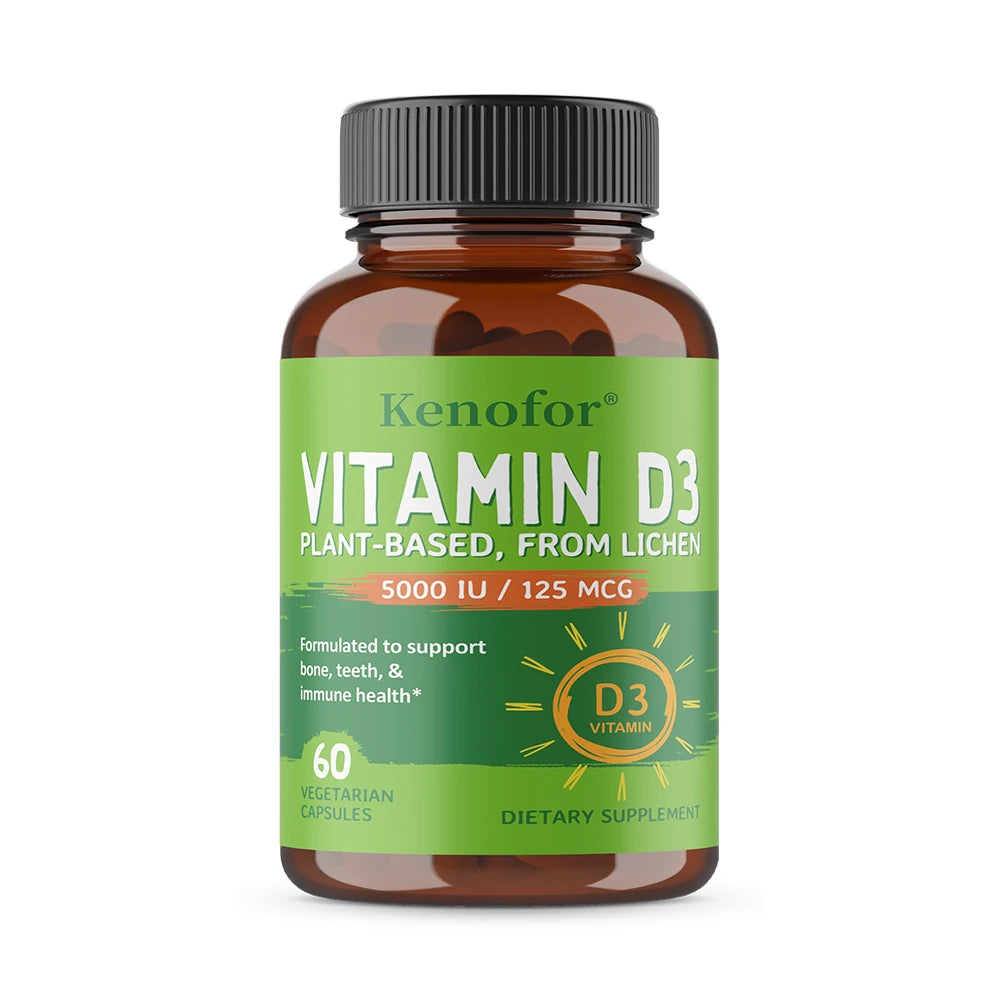 High-concentration Capsules with 5000 IU of Vitamin D3 To Boost Immunity, Bone and Heart Health, Strengthen Bones, Non-GMO