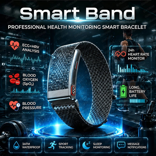 2026 New Screenless Fitness Tracker Health Smart Band ECG+PPG Uric Acid Blood Oxygen Body analysis Smart Bracelet For Men Women