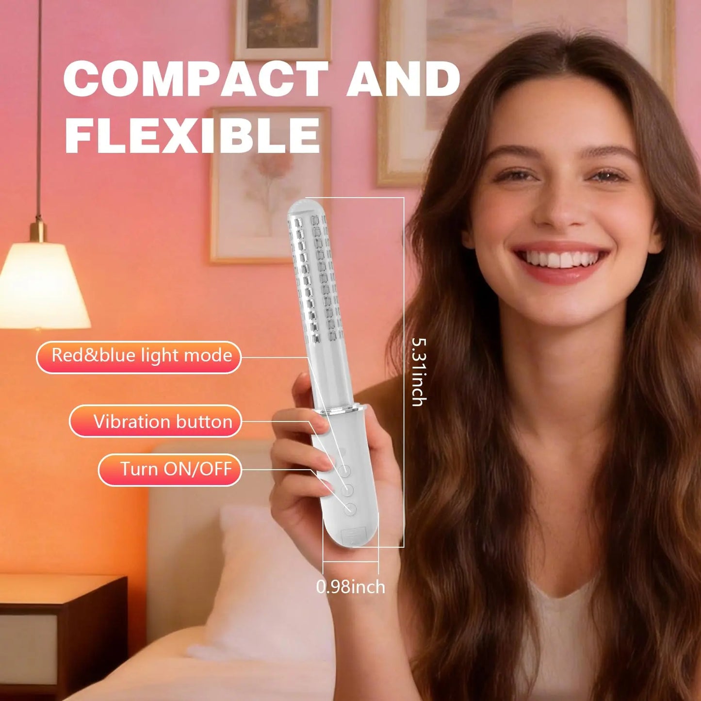 Vaginal Hygiene Care Wand 136 Light Diode Red&Blue Light TherapyDevice for Vaginitis&Incontinence IPX5 Waterproo Female Vaginal Health Device Intimate Red&Blue Light Device Reduces Inflammation&Promotes Women's Health PH Bala