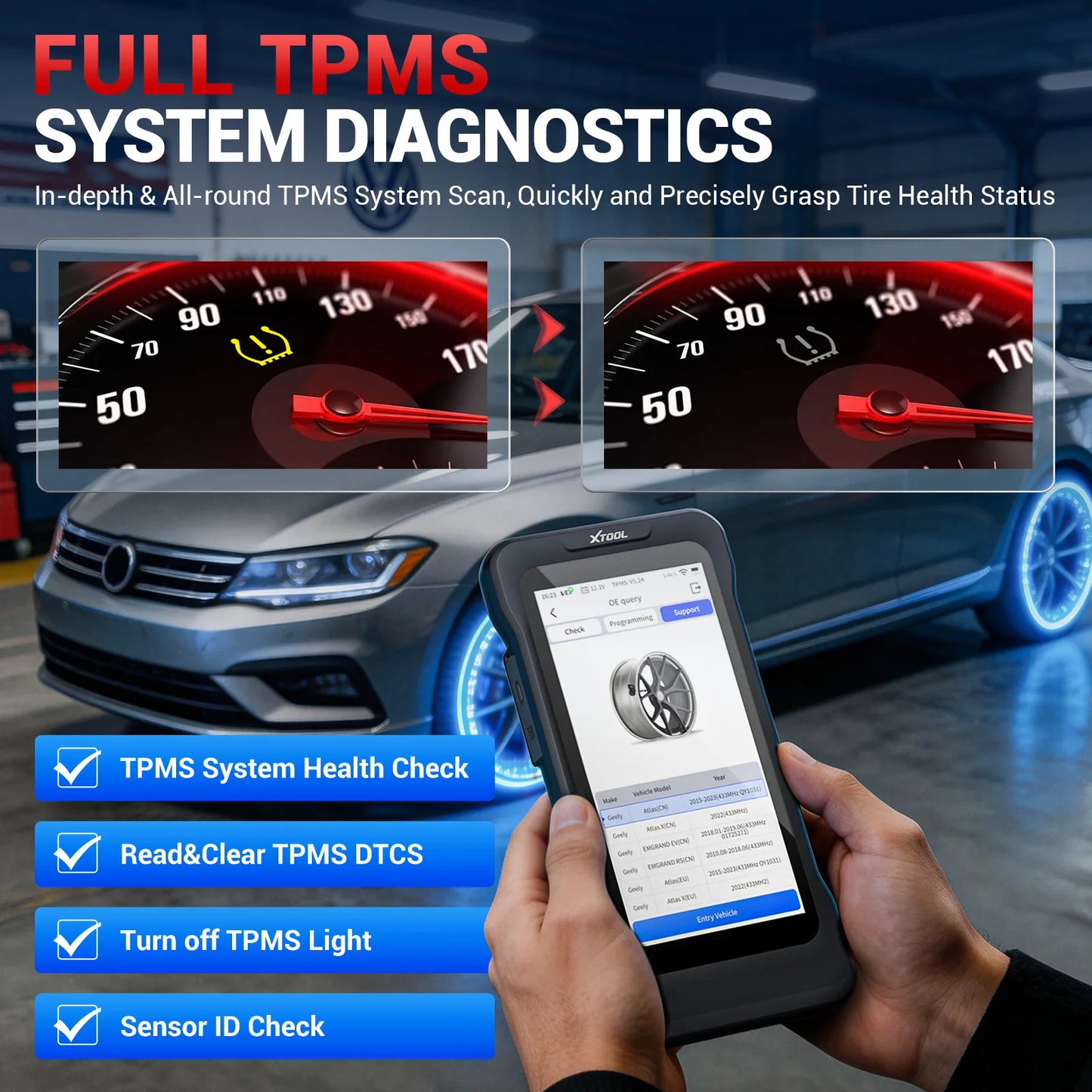 XTOOL TP300 TPMS Programming Scanner TPMS System Health Check 5 System Automotive Diagnostic Tools 8 Resets Lifetime Free Update